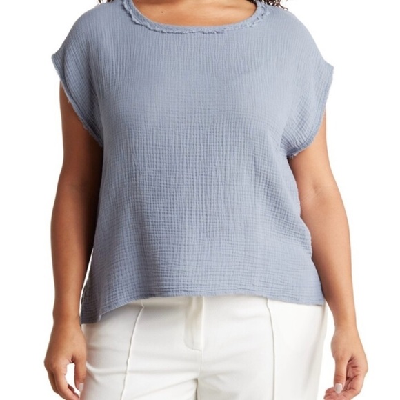 Tahari Woman 3X Olive Green 100% Cotton Sleeveless Crew Neck Tank Crinkle Gauze - Picture 10 of 10